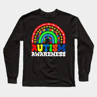 Rainbow Puzzle Autism Awareness Gift for Birthday, Mother's Day, Thanksgiving, Christmas Long Sleeve T-Shirt